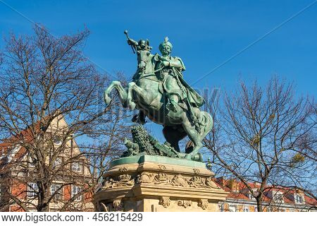 Gdansk, Poland - 11 March, 2022: Monument Of King Jan Iii Sobieski
