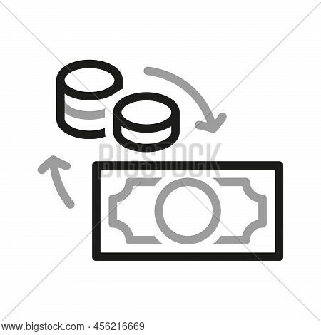 Simple Of Coins Related Icons. Coin And Banknote Icon. Contact Us Web Icons In Line Style. Editable