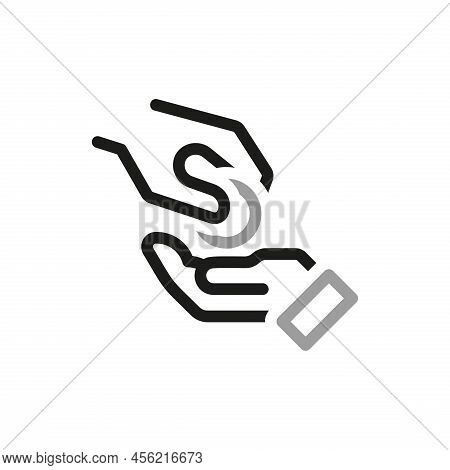 Simple Of Coins Related Icons. Icon Give A Coin In Hand. Contact Us Web Icons In Line Style. Editabl