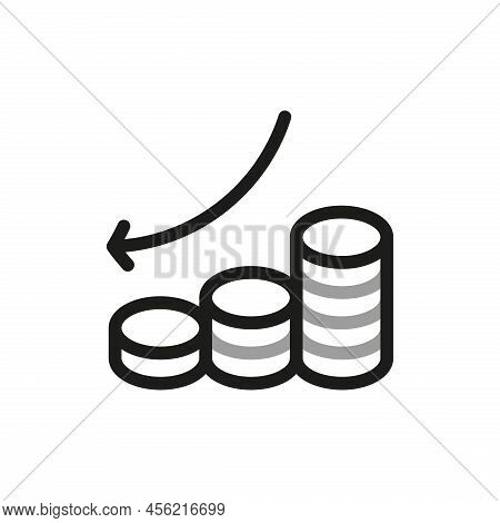 Simple Of Coins Related Icons. Loss Icon. Contact Us Web Icons In Line Style. Editable Vector Stroke