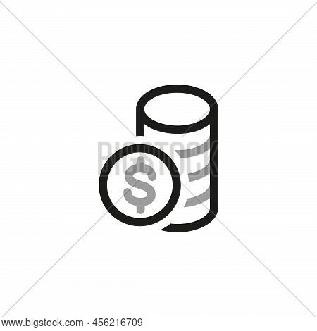 Simple Of Coins Related Icons. Pile Icon With Coins. Contact Us Web Icons In Line Style. Editable Ve