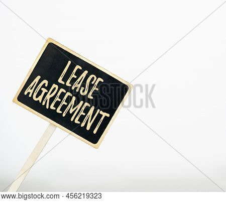 Conceptual Display Lease Agreement. Business Concept Contract On The Terms To One Party Agrees Rent 