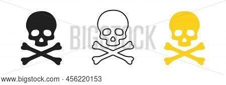 Danger Hazard Sign. Skull And Crossbones Icon Set. Vector Illustration. Eps 10.