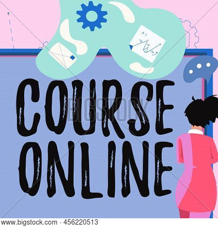 Conceptual Caption Course Online. Business Concept Elearning Electronic Education Distant Study Digi