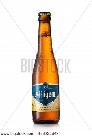 London,uk - May 21, 2022: Bottle Of Affligem Belgium Blond Wheat Beer On White.