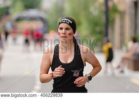 Encamp, Andorra : 2022 June 11 : Competitors Participate In The 2020 Spartan Race Obstacle Racing Ch