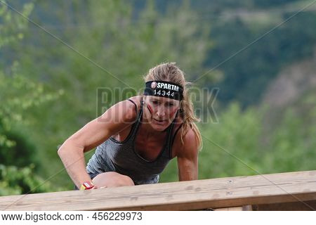 Encamp, Andorra : 2022 June 11 : Competitors Participate In The 2020 Spartan Race Obstacle Racing Ch