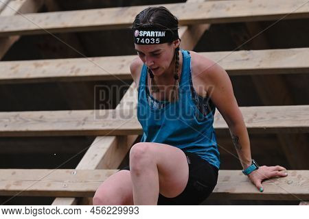 Encamp, Andorra : 2022 June 11 : Competitors Participate In The 2020 Spartan Race Obstacle Racing Ch