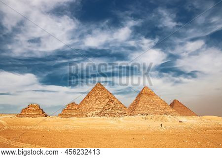 Ancient Great Pyramids At Giza, Cairo, Egypt.