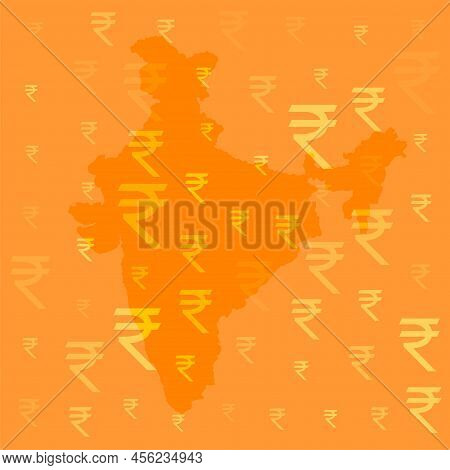 Map Of India With Indian Currency Rupee Symbol Design