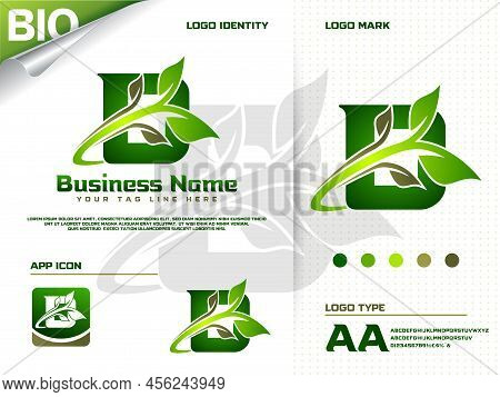 Initial Letter D With Green Leaf Logo Design Vector