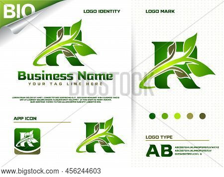 Initial Letter R With Green Leaf Logo Design Vector
