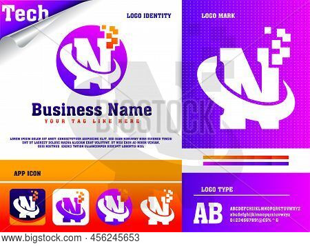 Tech Letter N Logo Design Vector Template