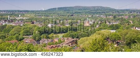 Panoramic View Over The City And The Surrounding Hills Of Bottrop, Germany