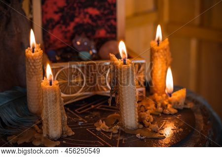 Concept Of Esoteric, Incantation, Future Predict And Paganism, Power Of Wicca, Rite On A Altar
