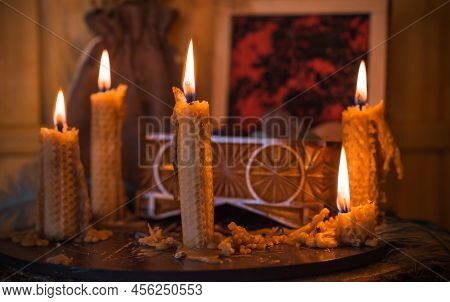 Concept Of Esoteric, Incantation, Future Predict And Paganism, Power Of Wicca, Rite On A Altar