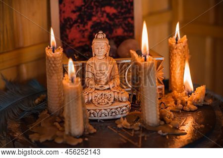 Concept Of Esoteric, Incantation, Future Predict And Paganism, Power Of Wicca, Rite On A Altar