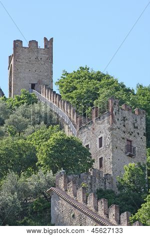 Ancient Castle Of The Medieval Walls Of Marostica With Towers