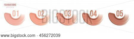 A Set Of Strokes For The Foundation Of The Skin, Makeup, Brush Strokes. Cosmetics Texture Swatch, Tr