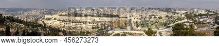 Panorama Of Old Jerusalem, Mount Of Olives And Kidron Valley