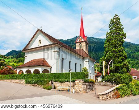 The Parish Of St. Mary Church In Weggis. Weggis Is A Town On The Northern Shore Of Lake Lucerne In T