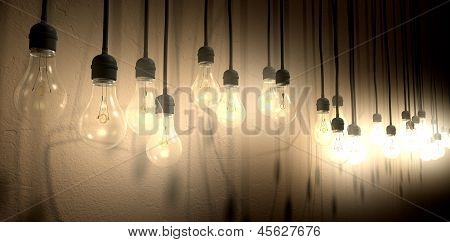 หลอดไฟที่แขวนผนังการจัดมุมมอง