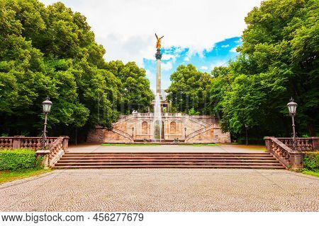 The Angel Of Peace Or Friedensengel Is A Monument In The Centre Of Munich City In Bavaria, Germany