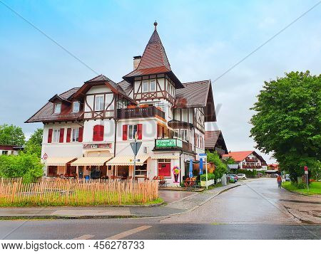 Kochel Am See, Germany - July 01, 2021: Erika's Cafe Traditional Bayern Style Building In Kochel Am 