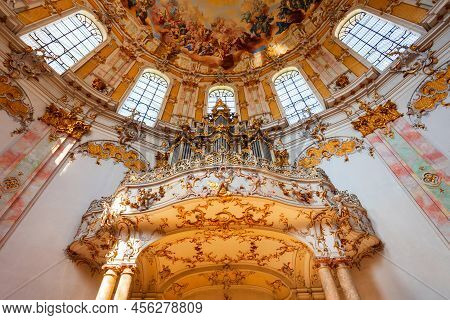 Ettal, Germany - July 03, 2021: Ettal Abbey Interior, It Is A Benedictine Monastery In The Village O
