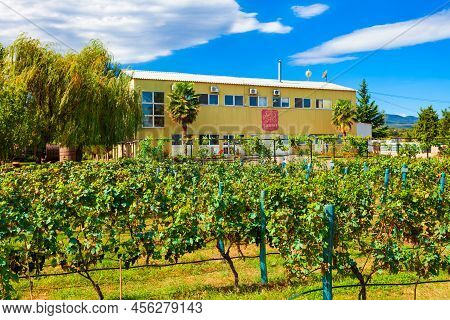 Tsinandali, Georgia - September 03, 2021: Shumi Winery Building And Vineyard In Tsinandali Village, 