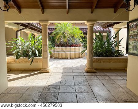 The Entrance To The Courtyard At The Trump National Golf Course Club House In Jupiter, Florida.