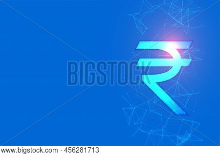 Digital Rupee Currency Symbol On Blue Background Vector Design Illustration