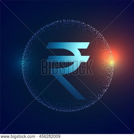Rupee Technology Background With Light Effect Vector Design Illustration