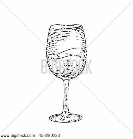 Wine Cup Hand Drawn Vector. Glass, Red Wineglass, Alcohol Drink, Merlot Liquid Wine Cup Sketch. Isol