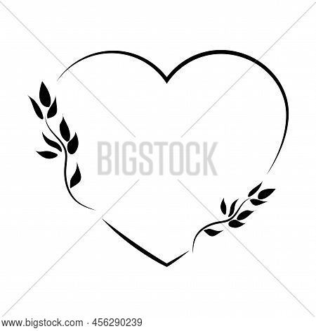 Frame Heart Vintage In Linear Style. Doodle Vector Illustration. Vector Illustration. Stock Image.