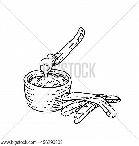 French Sauce Hand Drawn Vector. Potato Food, Ketchup, Fry, Snack Fries Chips, Restaurant Menu French