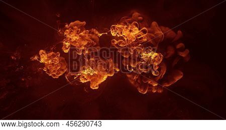 Ink Water Explosion. Burning Toxic Fumes Effect. Abstract Art Background Shot On Red Cinema Camera 6