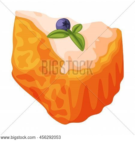 Cut Piece Of Baked Pie With Sweet Creamy Filling And Shortcrust Pastry Vector Illustration