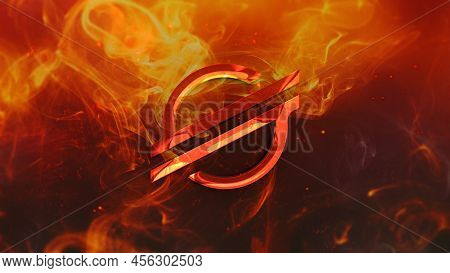 3d Rendering Cryptocurrency Stelar Coin On Colorful Background, Cryptocurrency Concept 3d Illustrati