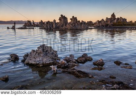Mono Lake Is A Salty Alkaline Lake In Mono County, California, United States Of America. It Has An A