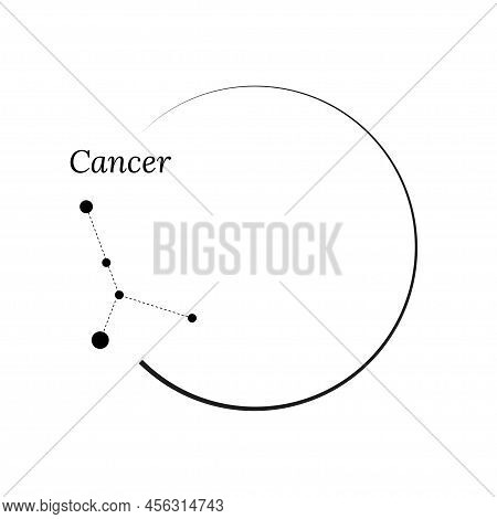 Round Frame, Wreath And Zodiac Sign Cancer. Vector Illustration For Advertising Design, Astrological