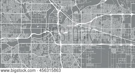 Urban Vector City Map Of Bakersfield, California , United States Of America