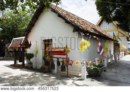 Ancient Ordination Hall Or Ubosot For Thai People Traveler Travel Visit And Respect Praying Blessing