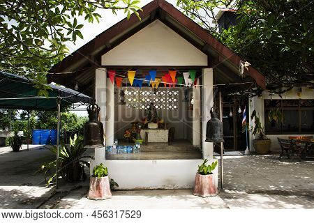 Ancient Small Shrine And Worship For Thai People Travelers Travel Visit And Respect Praying Blessing