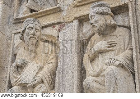 Saint Door Detail Of The Santiago De Compostela  Cathedral In Quintana Square, Santiago De Compostel