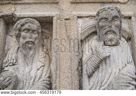 Saint Door Detail Of The Santiago De Compostela  Cathedral In Quintana Square, Santiago De Compostel