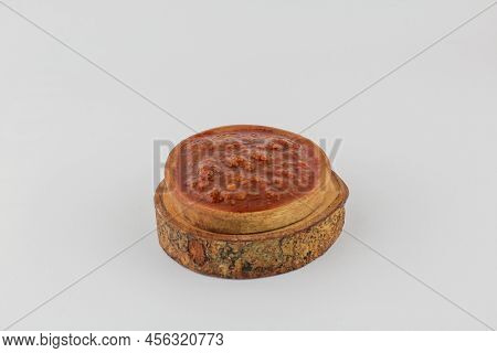 Sambal Terasi On Wooden Plate Indonesia Spicy Sauce