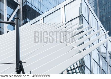 New York City, Usa - August 7, 2019:architectural Detail Near The Oculos Station In New York During 