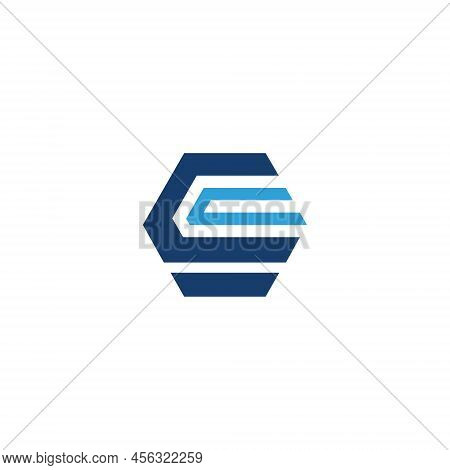 Abstract Initial Letter Sc Logo In Blue Color Isolated In White Background Applied For Video Camera 