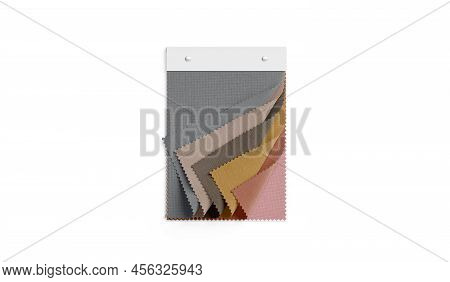 Blank Colored Fabric Catalog With Samples Mockup, Top View, 3d Rendering. Empty Color Tissue Swatch 